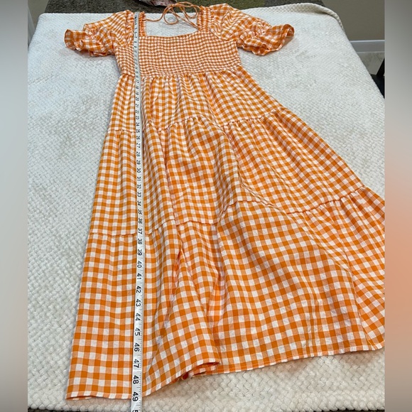 Zesica Plaid Square Neck /Puff Sleeve / Tiered / Ruffled Midi Dress Size Medium - Picture 6 of 9